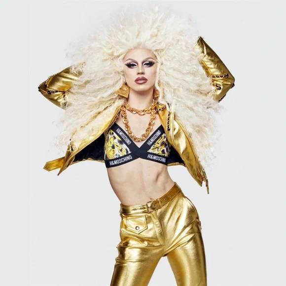 H&Moschino Gold Calf Leather Women's Pants Rare COLLAB - Picture 16 of 16